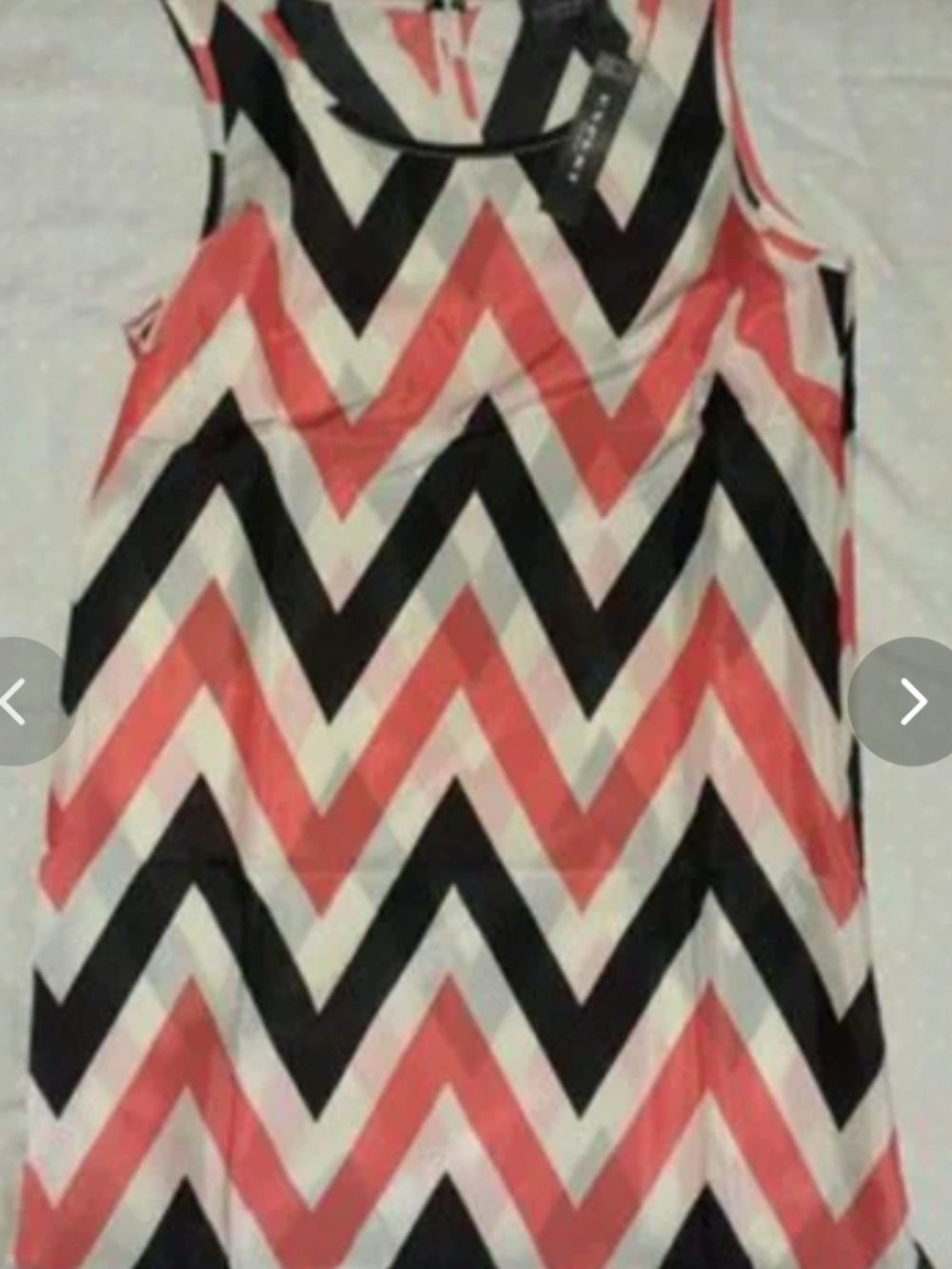 Chevron Sleeveless Mini Dress in Coral, Black & White